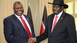 President Salva Kiir (L) and Deputy Riek Machar at the center of South Sudan in the last ten years