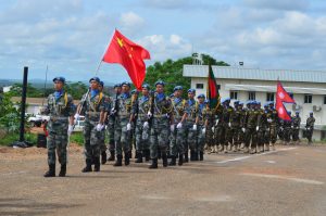 Chinese peacekeepers in South Sudan matching, May 29, 2019, UN House, Juba, South Sudan, photo by FSN