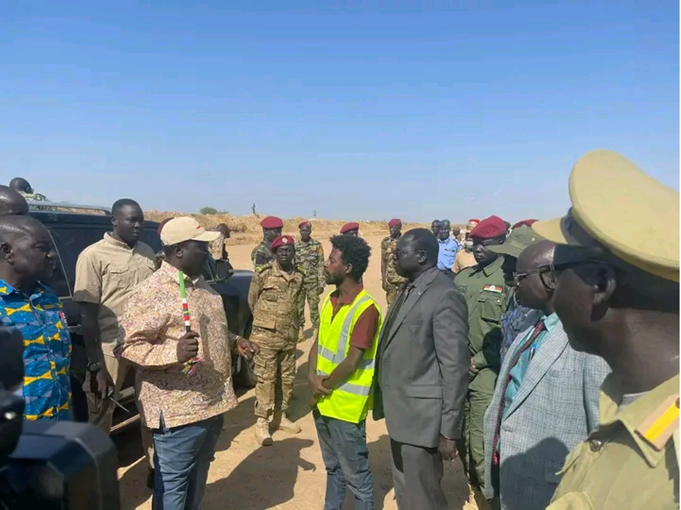 Vice President Abdelbagi inspects construction site of airport in Warrap