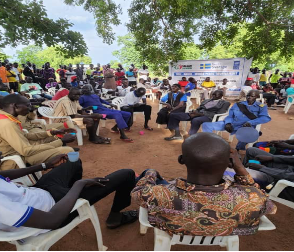 Hundreds of youth from Mbolo, Terekeka, and Yirol West Counties at take-tea-together in Tali Payam on Monday June 26, 2023